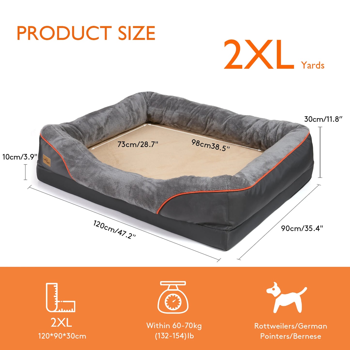 BINGOPAW Dog Bed With Removable Washable Fleece Cover Waterproof