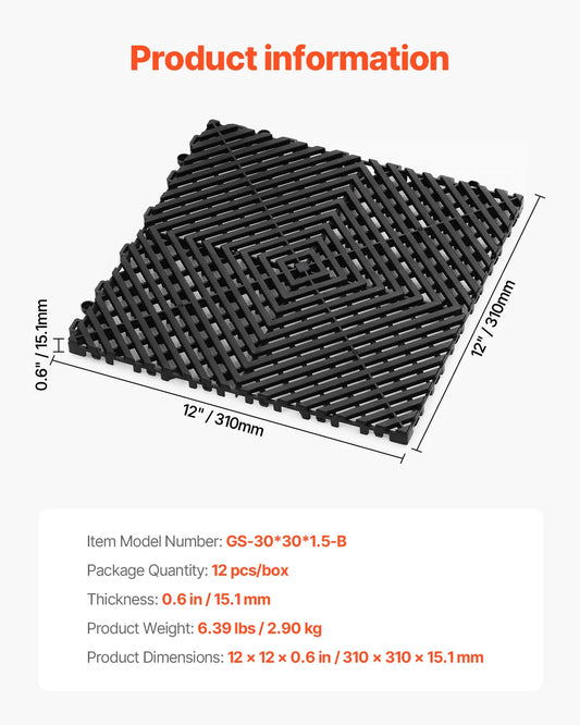 Interlocking Drainage Mat Non Slip PP Floor Tile Shower Mat