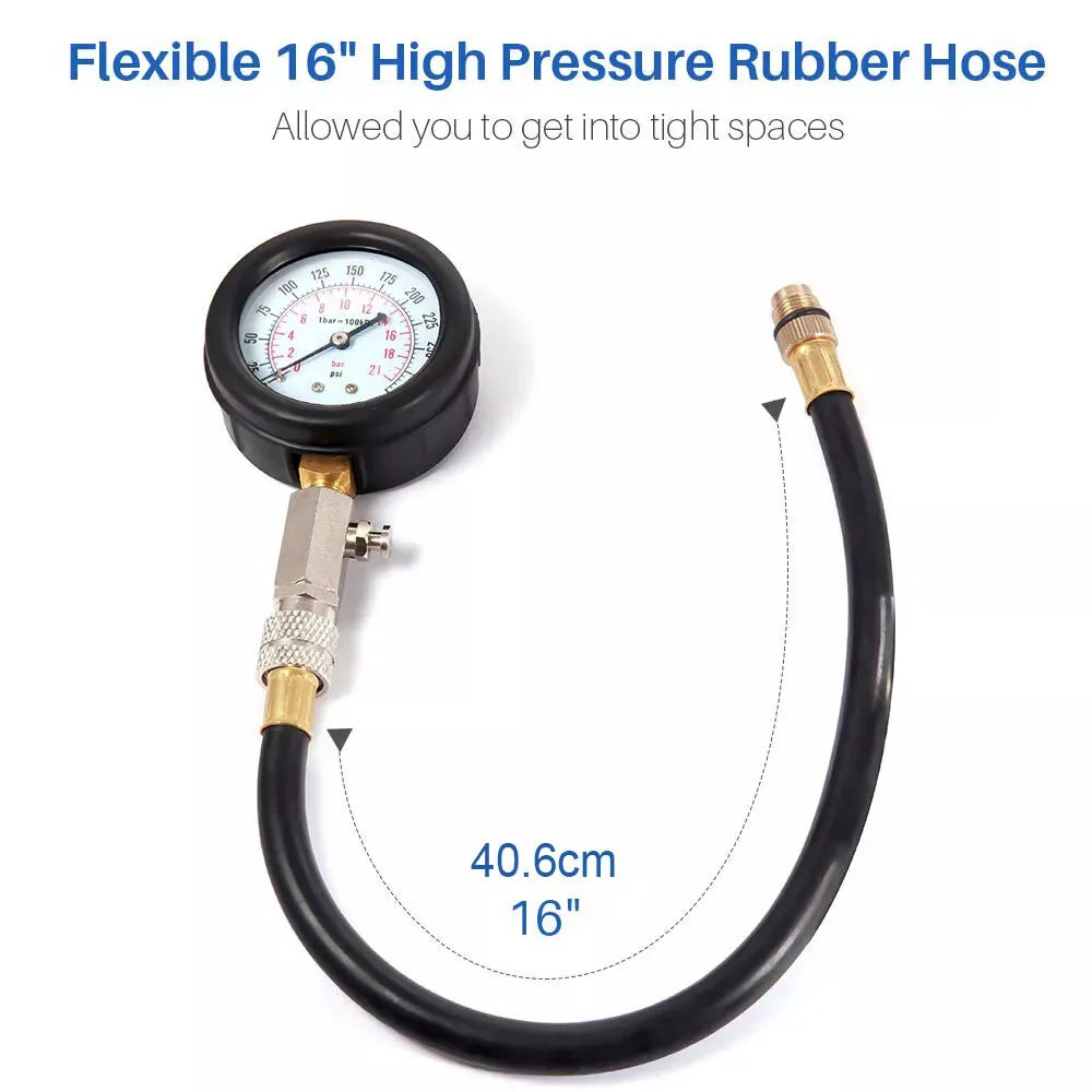 Petrol Engine Cylinder Compression Tester Kit For Automobiles And Motorcycles