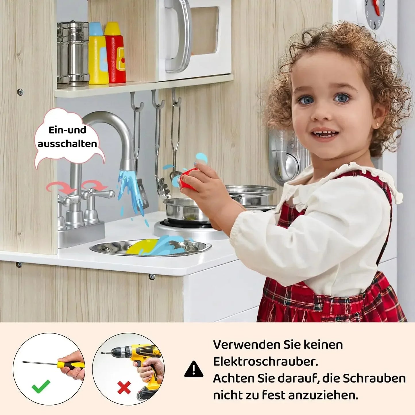 AuAg Wooden Play Kitchen Set With Lights And Sounds