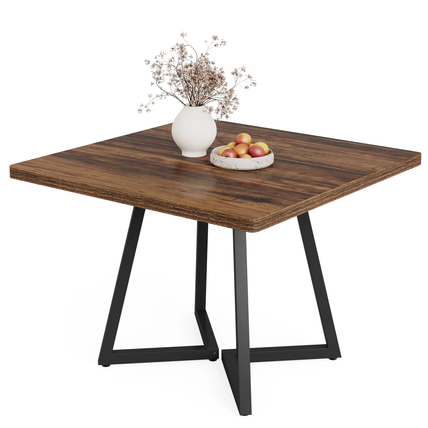 Tribesigns Square Dining Table For Four With Metal Base