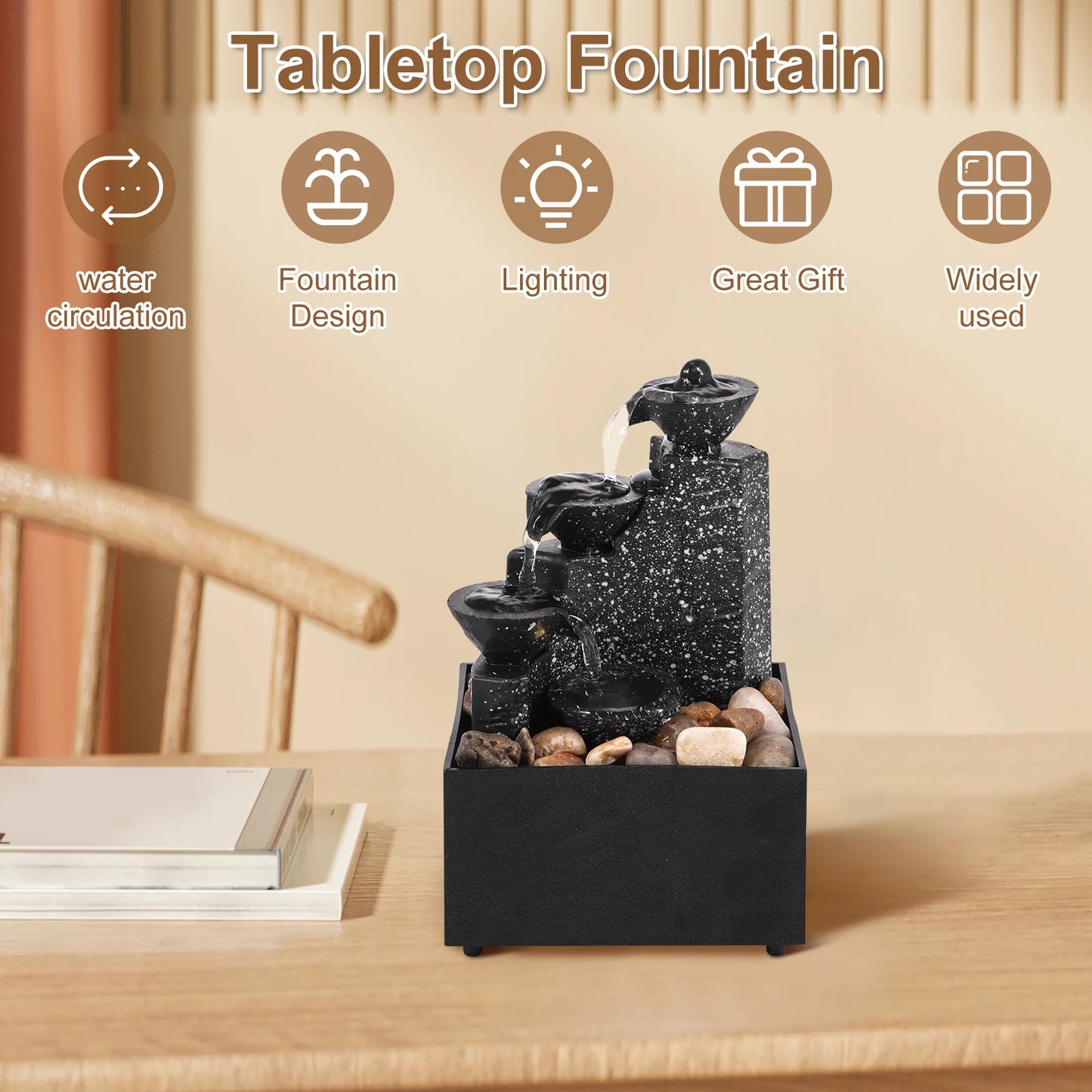 Hign-concerned Art Waterfall Tabletop Fountain Desktop For Living Room