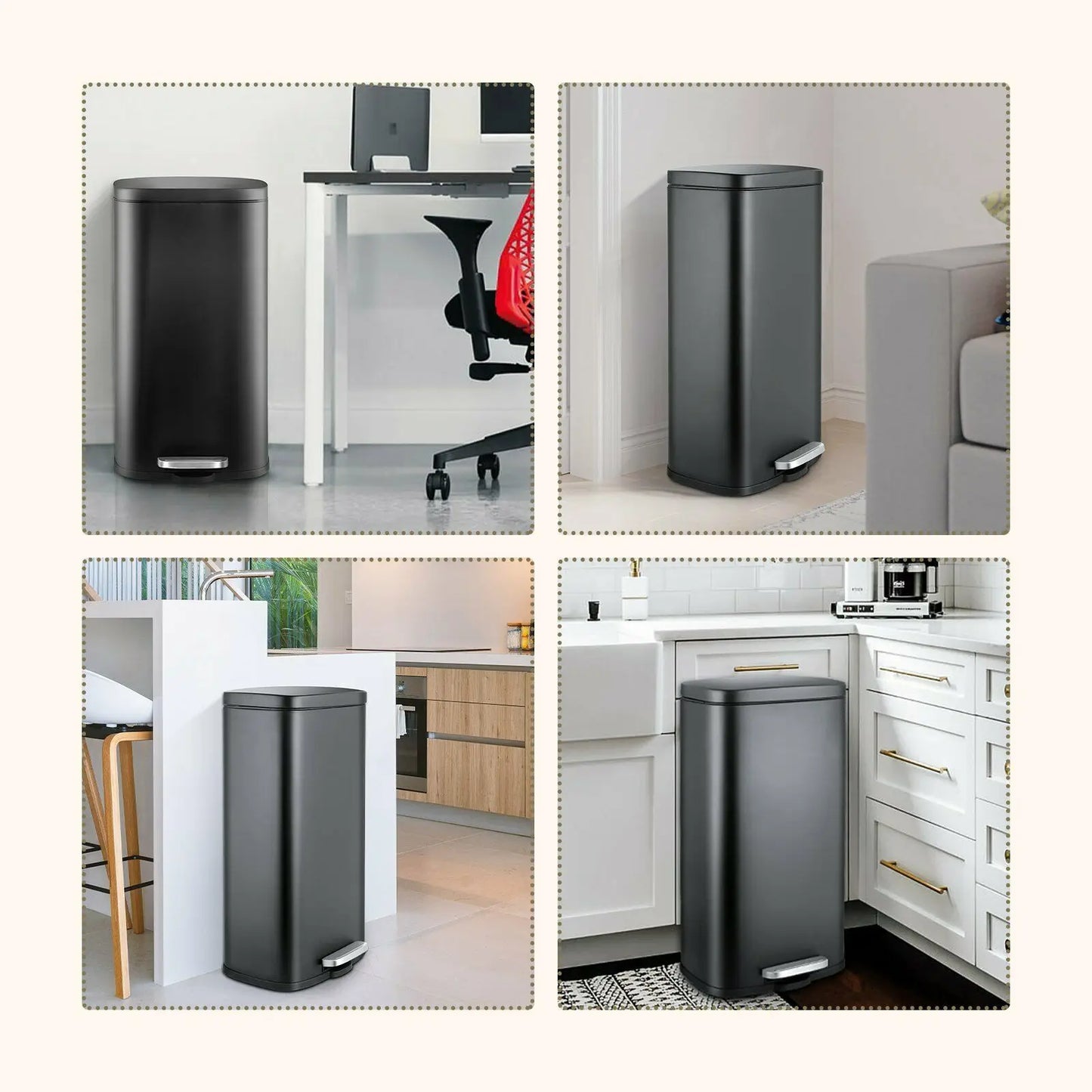 Rectangular Trash Can With Soft Close Pedal Stainless Steel