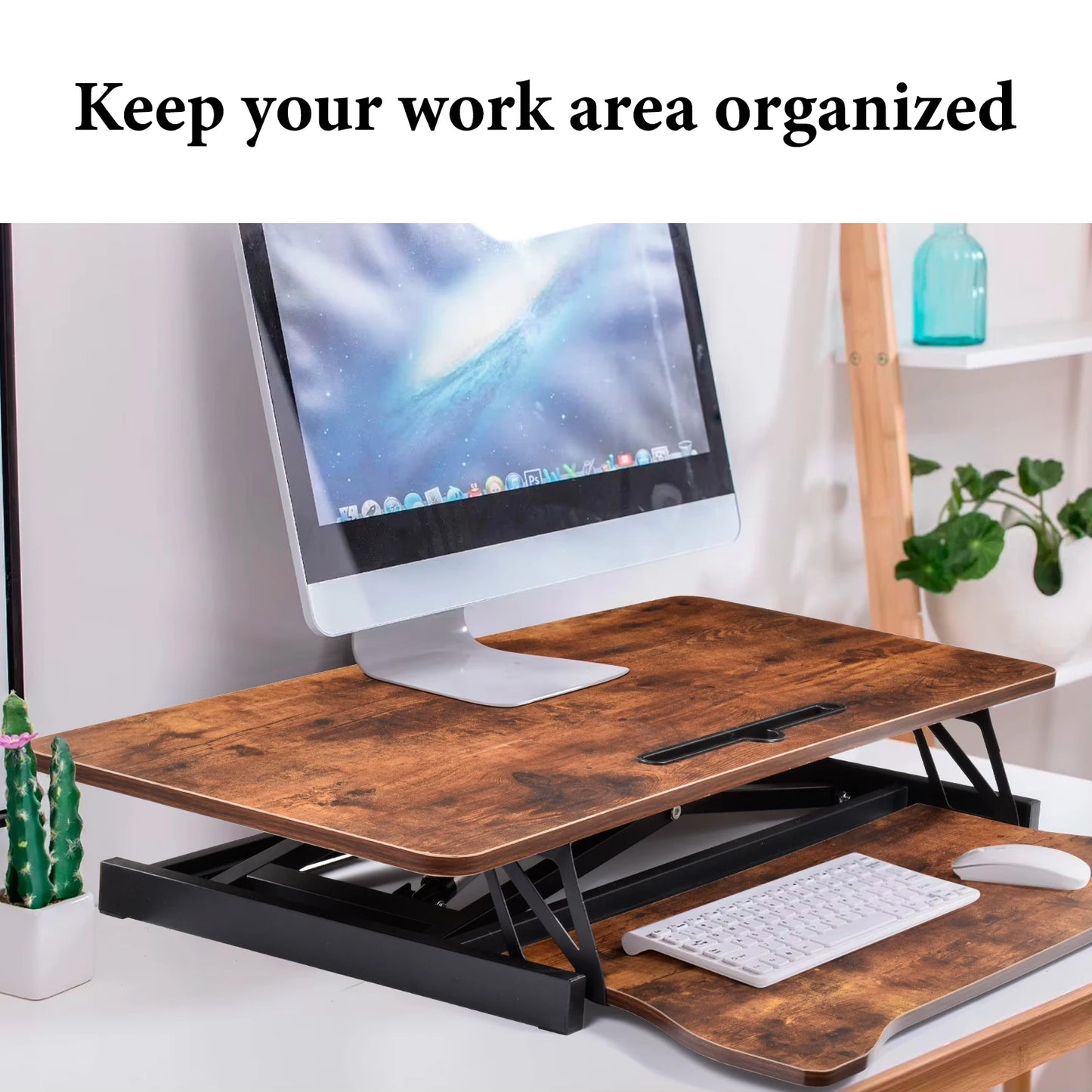 37" Wide Stand Up Desk Riser, Home Office Height Adjustable Standing Desk Converter