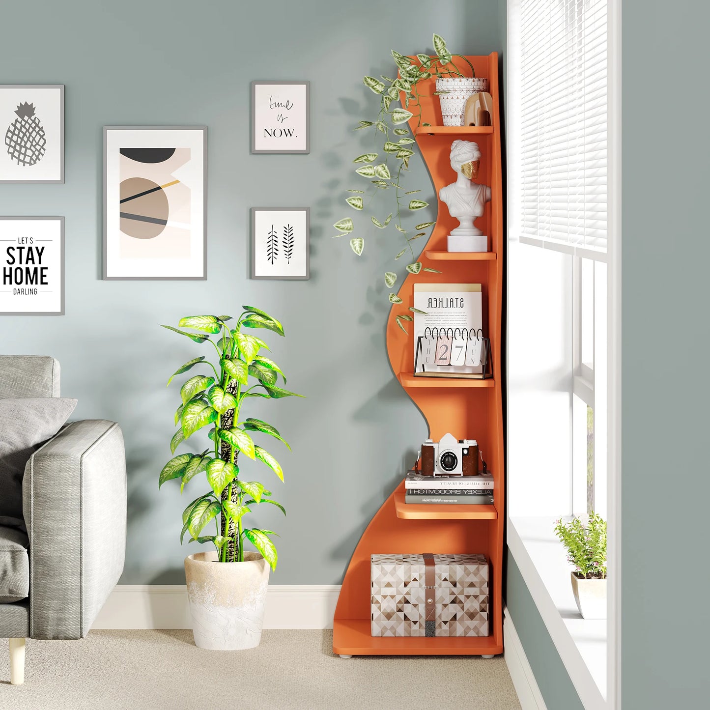 Tribesigns 5 Tier Corner Shelf Wall Bookshelf Plant Stand
