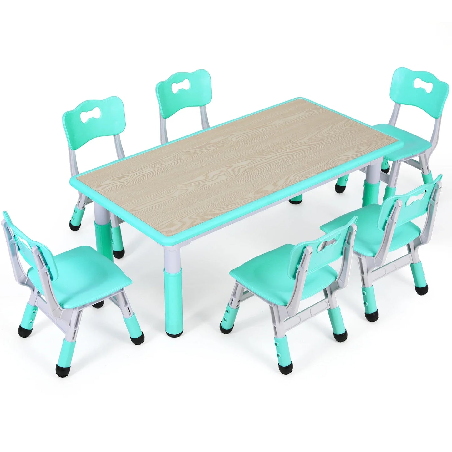 AuAg Kids Table 6 Chairs Set Height Adjustable Arts Desk