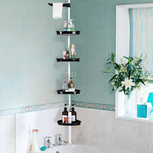 HiMISS Corner Shower Caddy With Tension Pole 4 Tier Organizer
