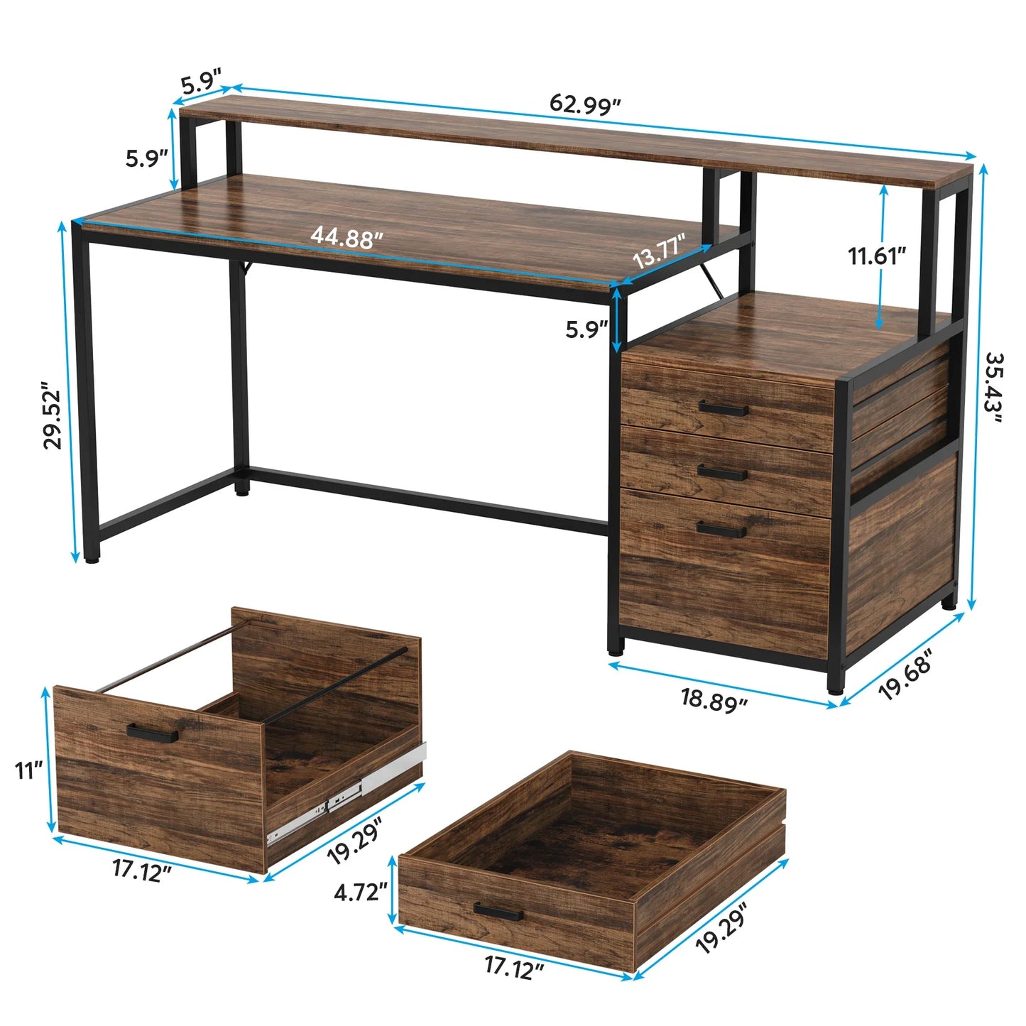 Tribesigns Computer Desk With File Drawer And Monitor Stand