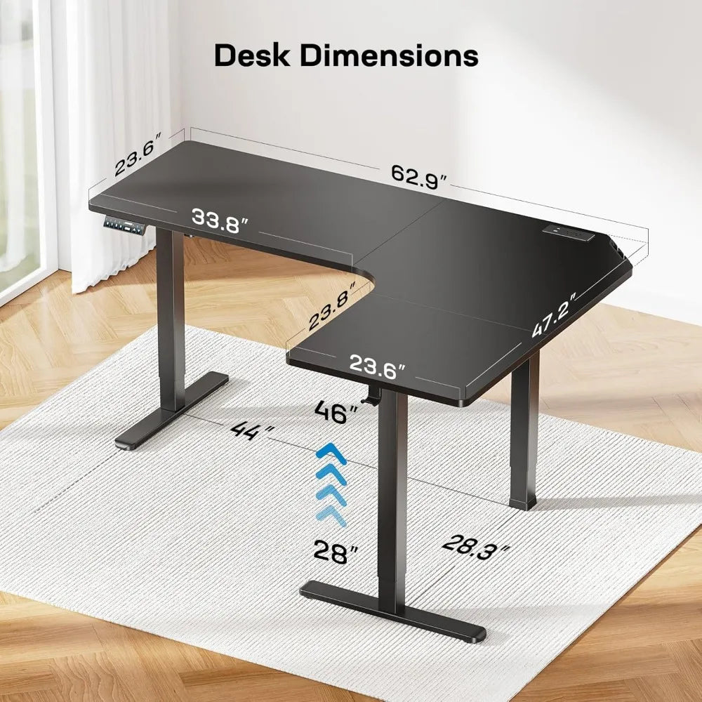 ZHUXIANG L Shaped Standing Desk With Built In Power Outlets