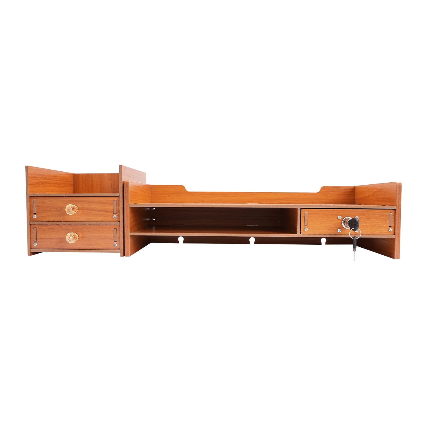 Wood Monitor Stand Riser 2-Tier Drawer for PC Desk Ergonomic