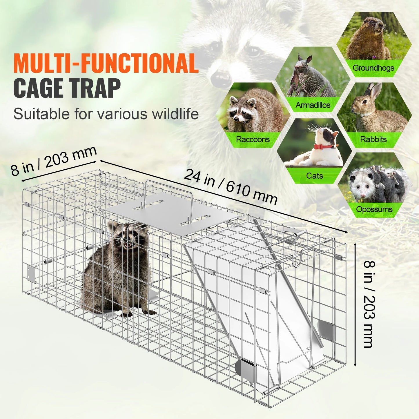 SucceBuy Live Animal Cage Trap Humane Rodent Control For Cats