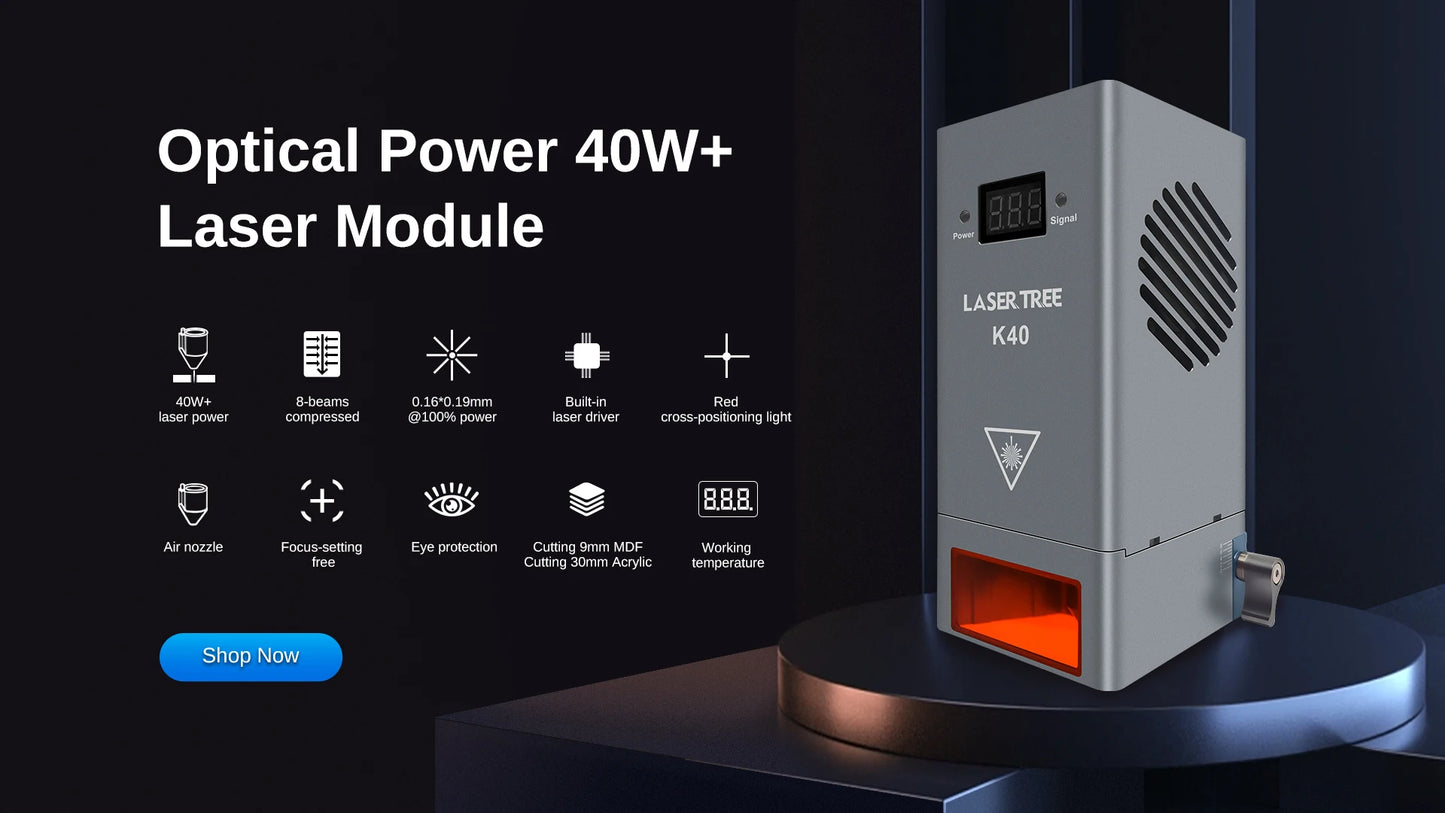 Laser Tree 40W Laser Module With Air Assist For Engravers