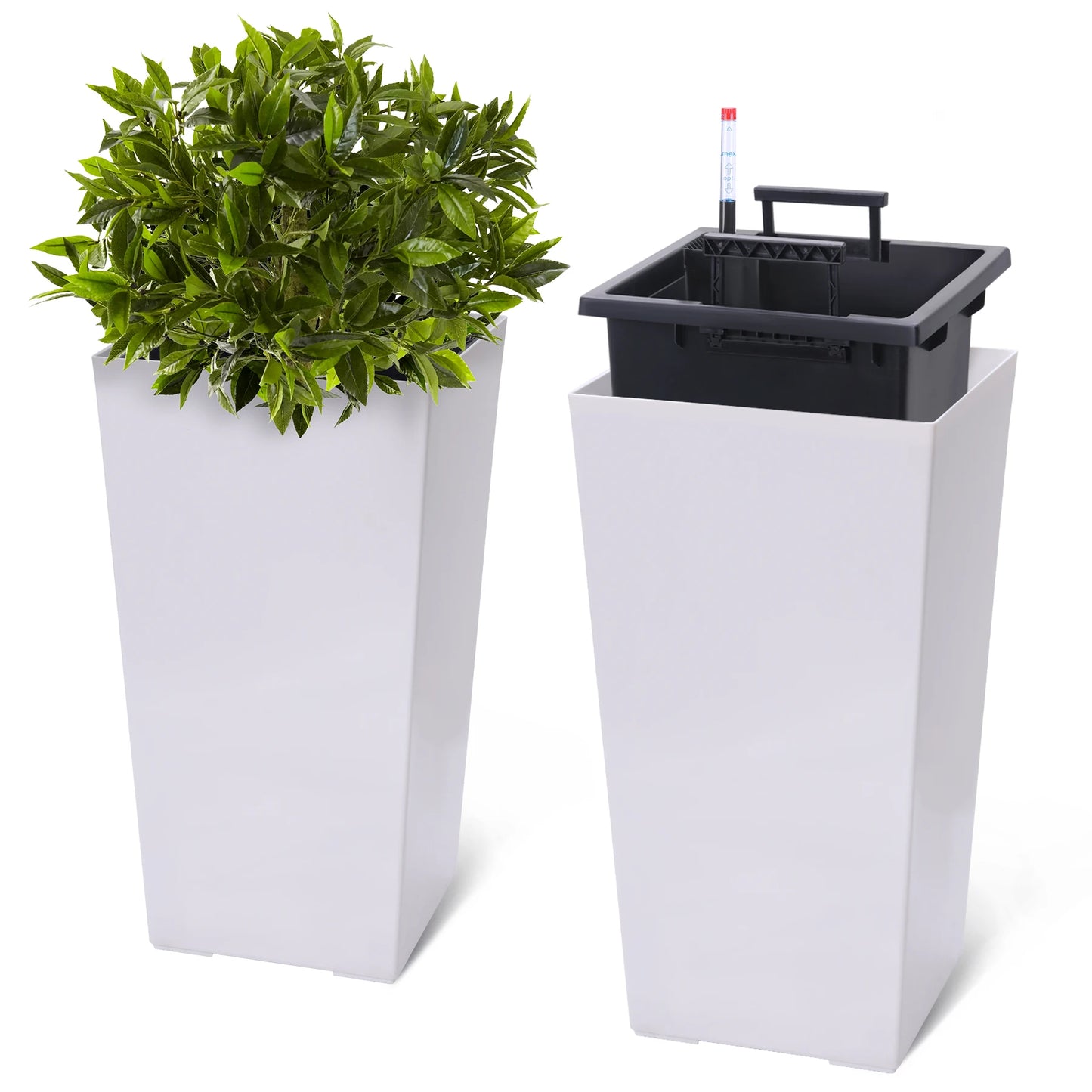 HobbyLane Indoor Outdoor Taper Planter With Shelf Insert Plastic Pots
