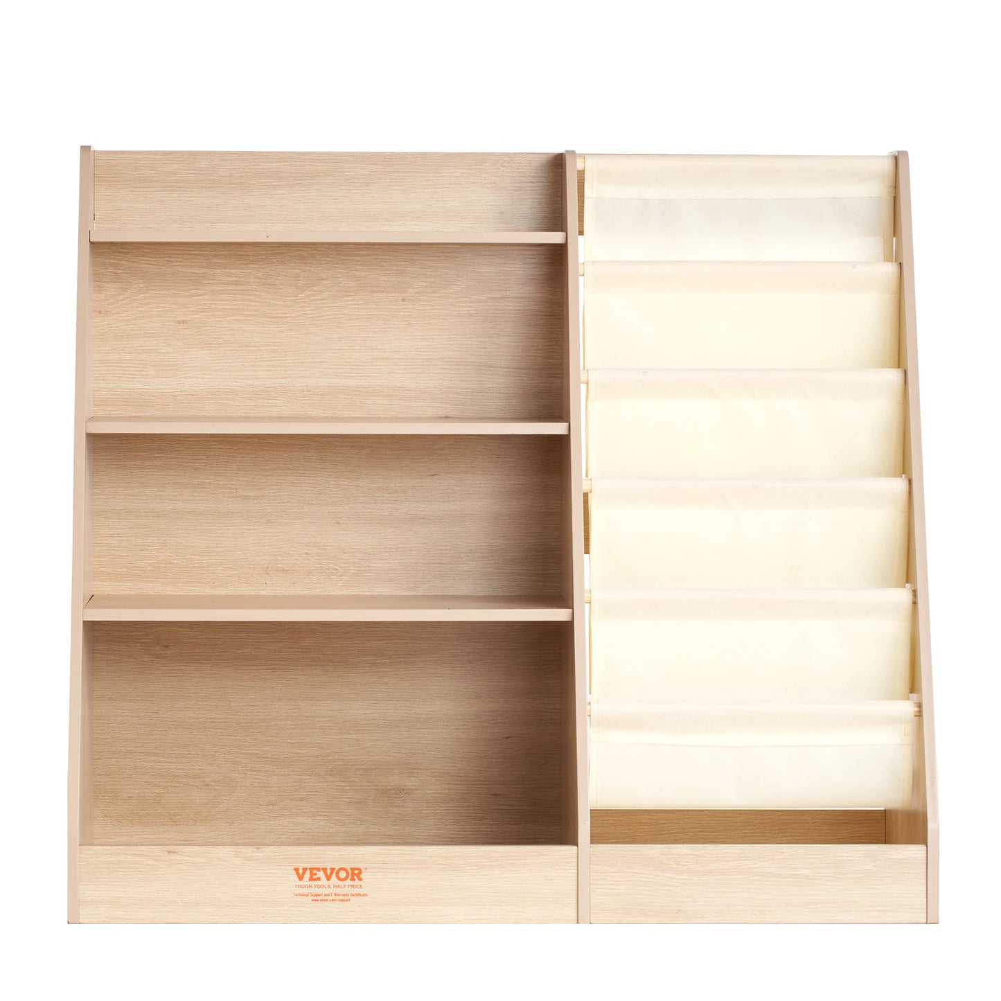 SucceBuy 4-Tier Kids Wooden Bookshelf Storage Book Rack