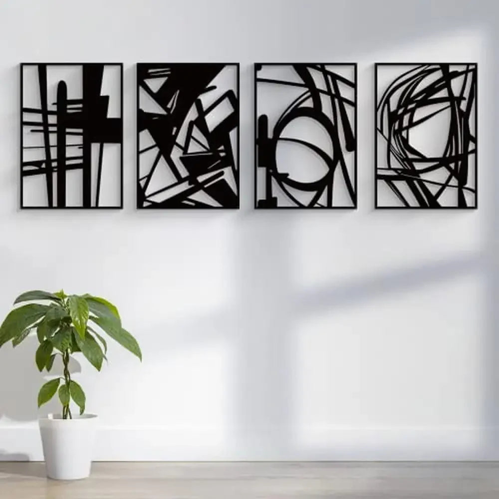 XMSJ Abstract Metal Wall Art Minimalist Single Line Sculptures