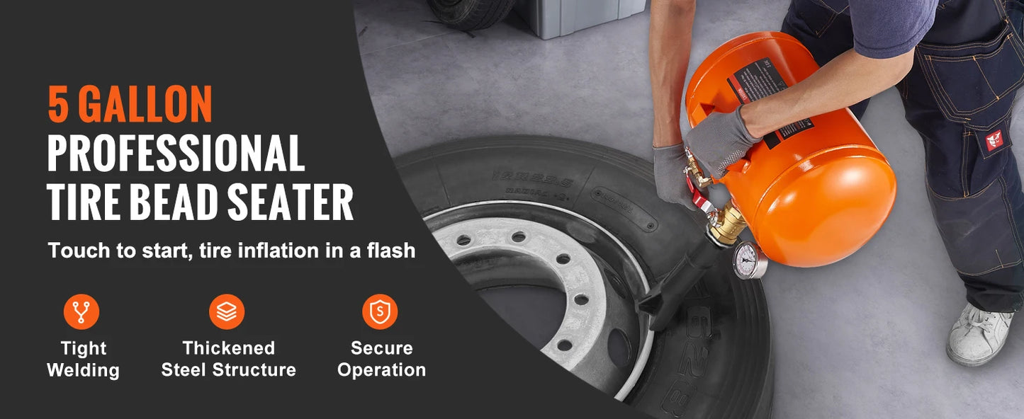 SucceBuy Tire Bead Blaster 5 Gallon Capacity With Pressure Gauge