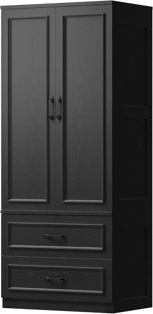 Armoire Wardrobe Closet Freestanding With Two Doors And Two Drawers