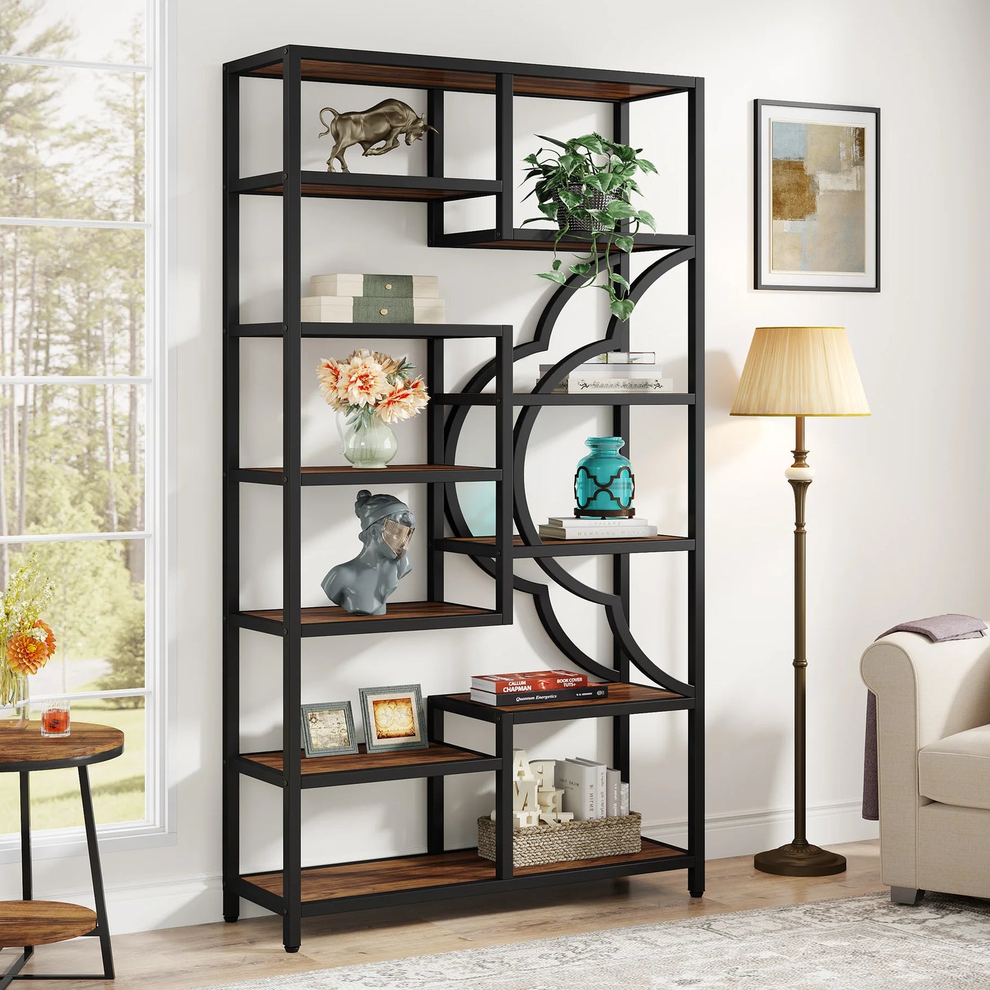 Tribesigns 5 Tier Industrial Bookshelf Etagere Freestanding Bookcase