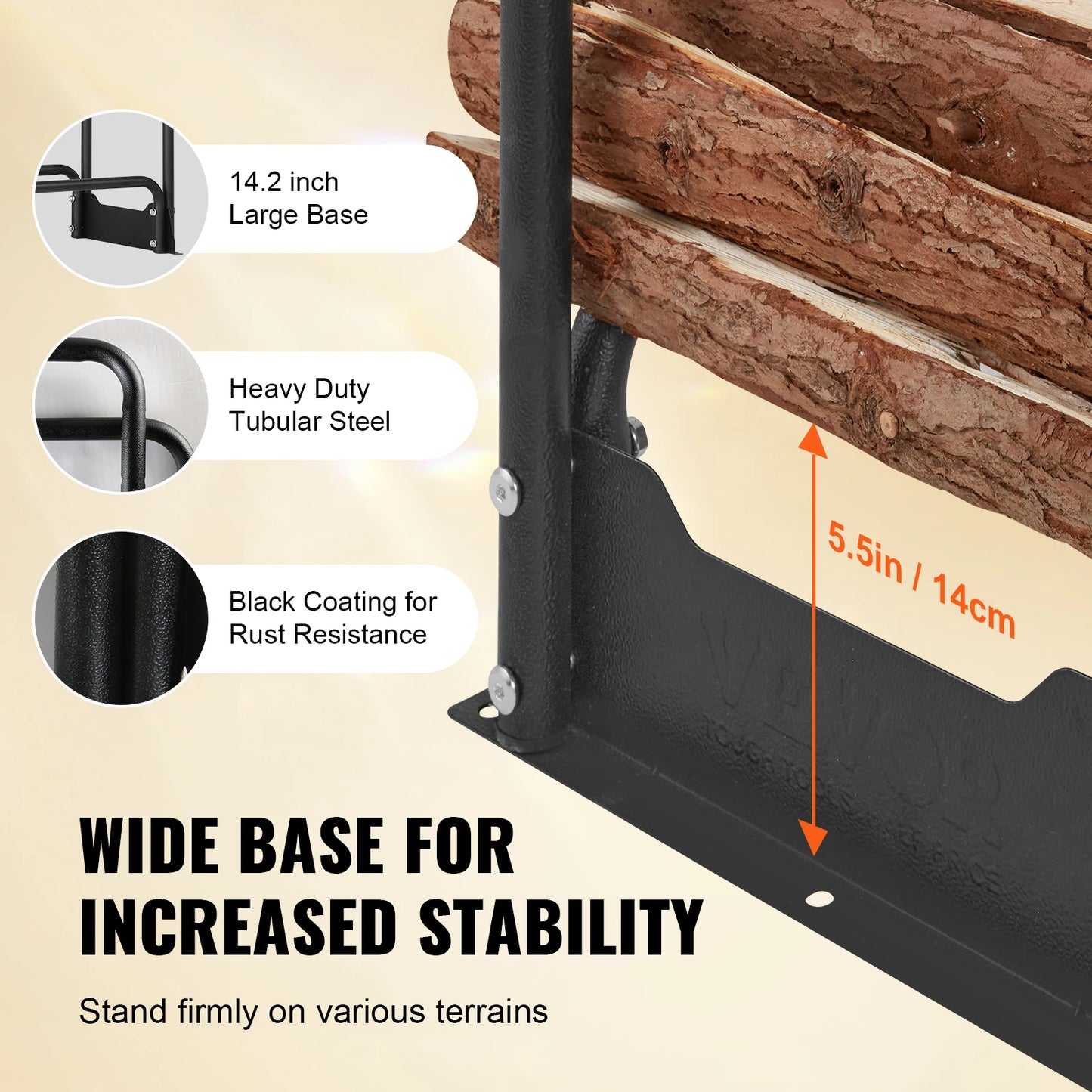 SucceBuy Outdoor Firewood Rack With Cover And Heavy Duty Holder