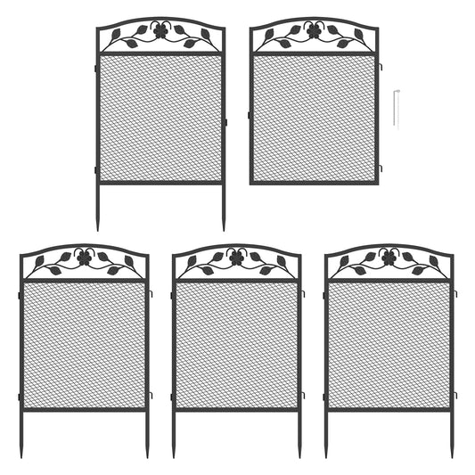 5 Panel Decorative Garden Entry Path Fence Iron Barrier