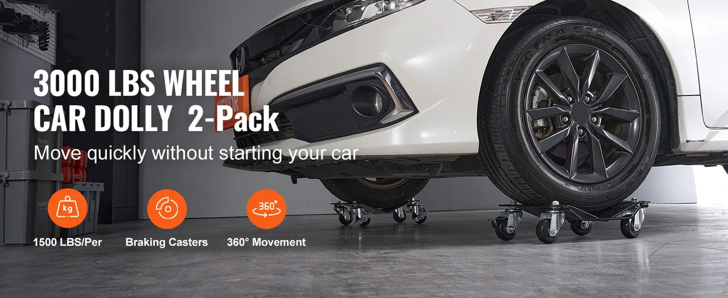 SucceBuy Car Tire Wheel Trolley Dollies 2/4PCS 1500lb Weight Capacity Vehicle Skate Moving Tire with 4 Casters Auto Repair Mover
