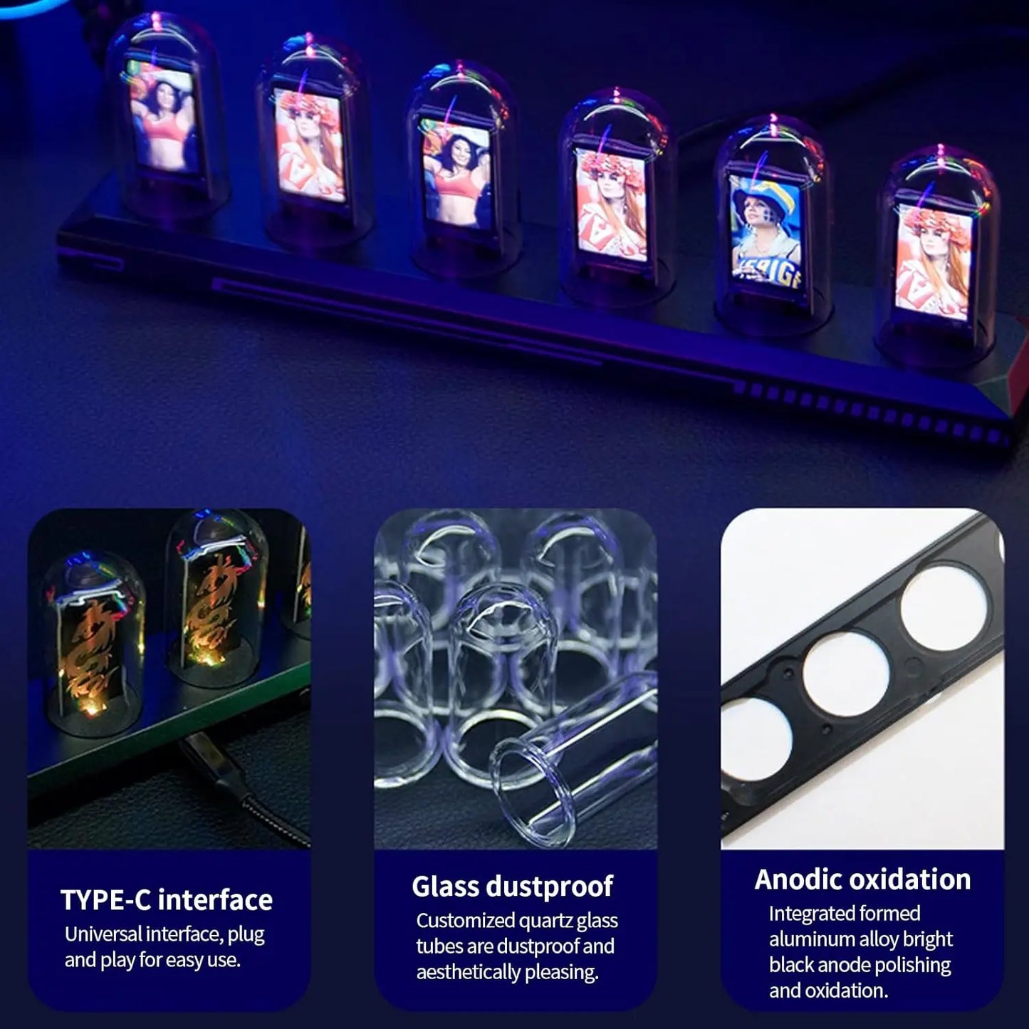 Aiopp Night Light Nixie Tube Clock Kit With 3 Light Modes