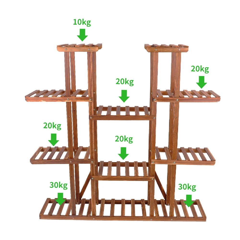 WisforFrame Wooden Plant Shelf Flower Pot Stand Multi-Tier Indoor Outdoor