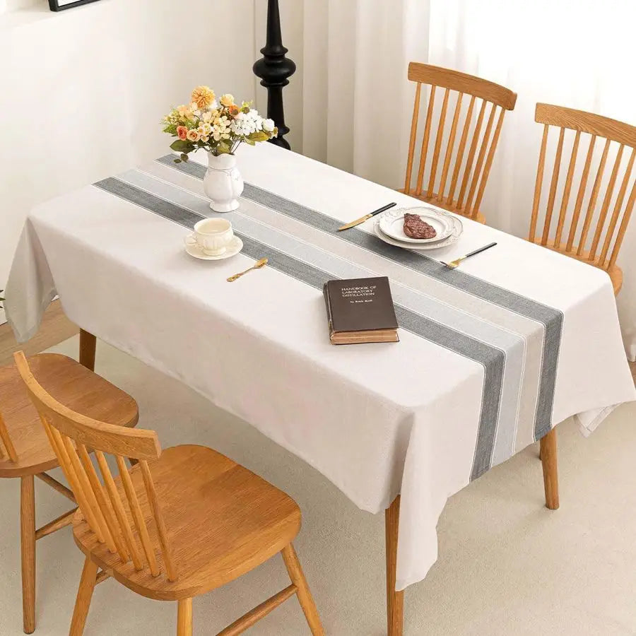 Cotton Linen Waterproof Embroidered Tablecloth Rustic Farmhouse Style