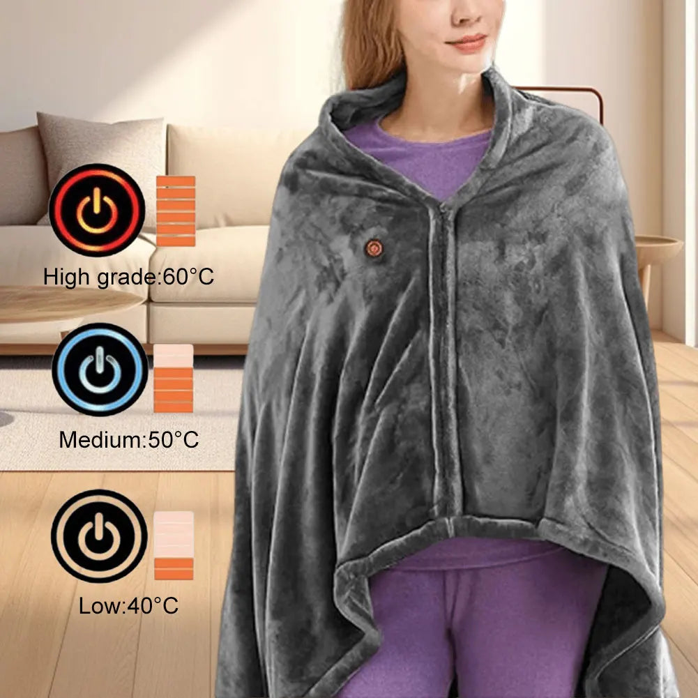 Alloet USB Electric Heated Blanket Shawl With 3 Heating Levels