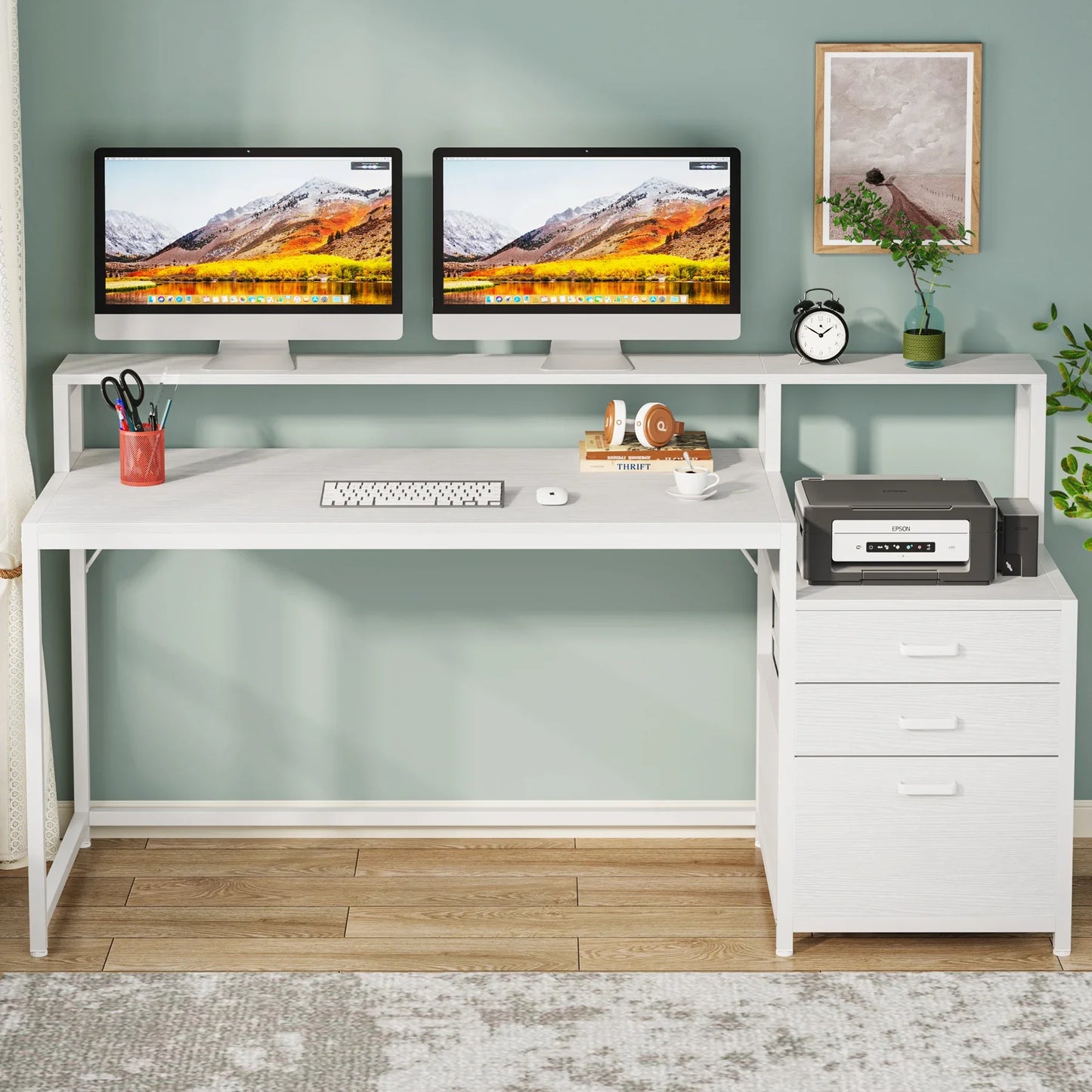 Tribesigns Computer Desk With File Drawer And Monitor Stand
