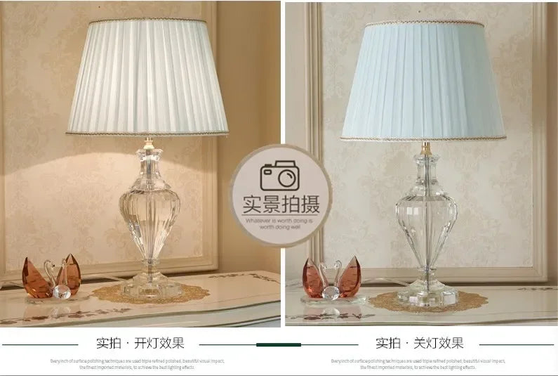 Crystal Table Lamp LED Bedside Light for Modern Bedroom