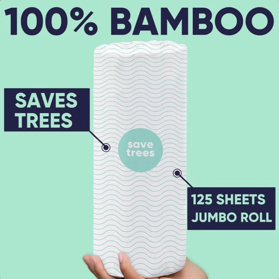 Save Trees Bamboo Paper Towels 1800 Sheets 12 Pack Absorbent