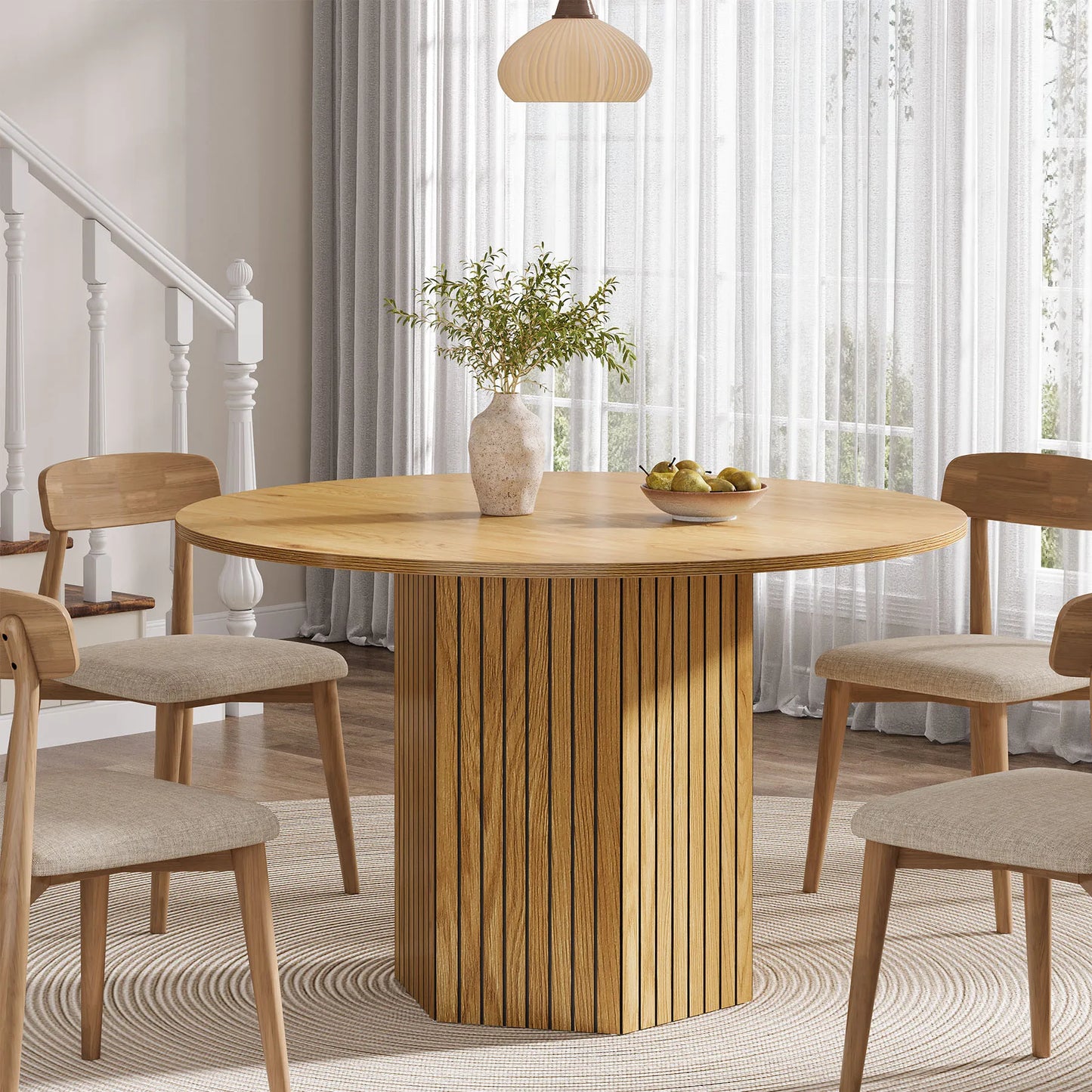 Tribesigns Round Dining Table For 4 To 6 People Farmhouse