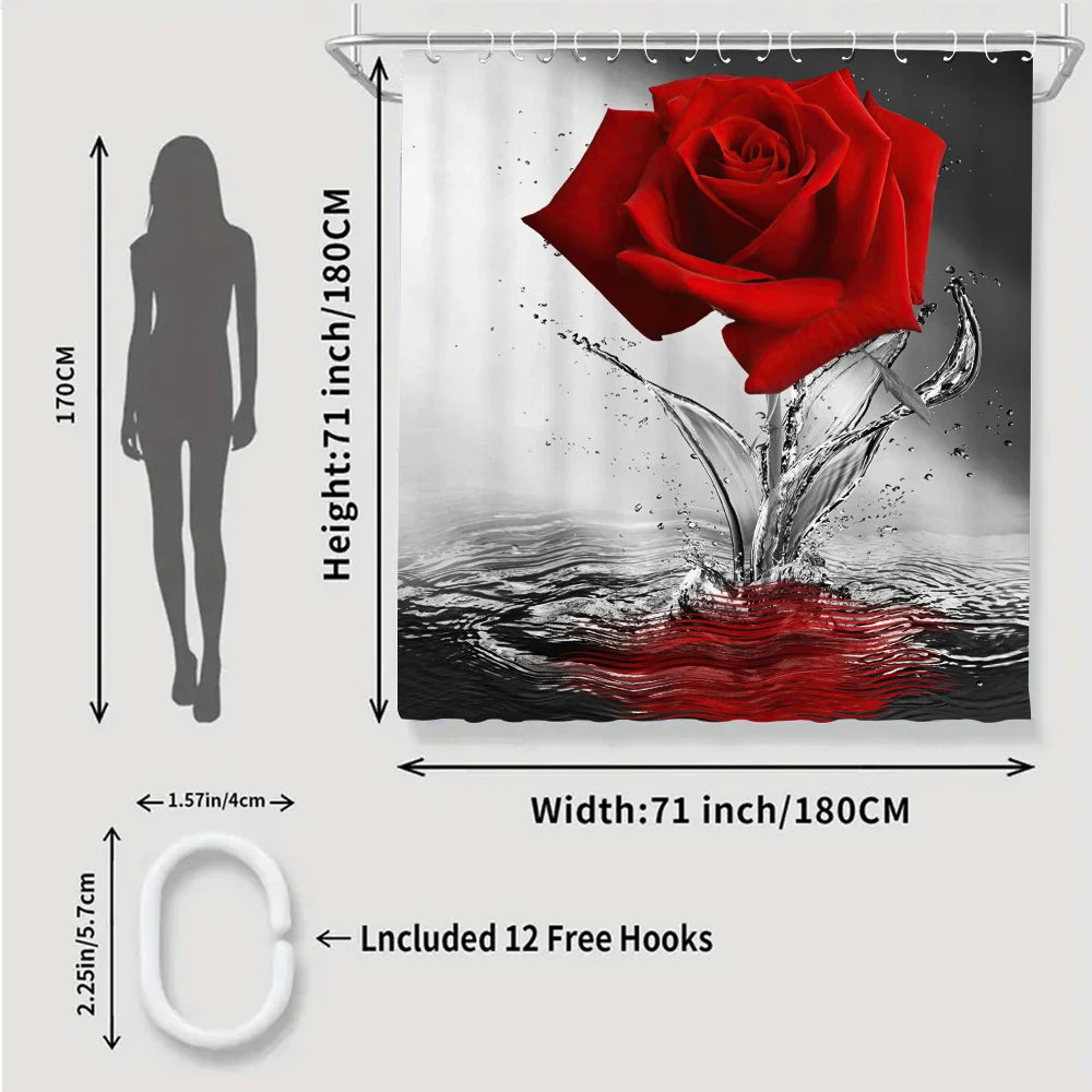 Bathroom Four Piece Set Waterproof Shower Curtain Kit