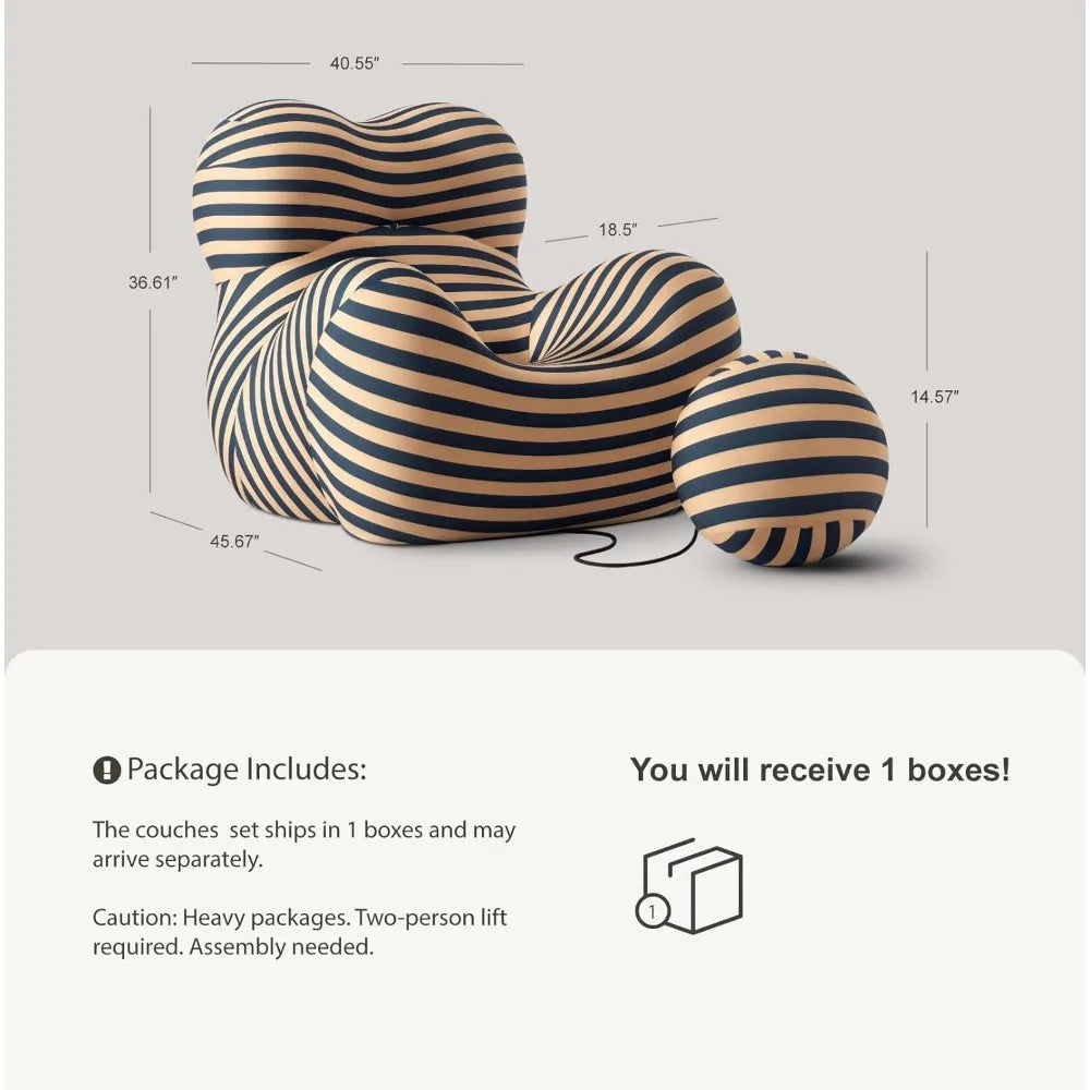 ZHUOTING Sofa Chair With Round Ottoman Modern Single Sofa