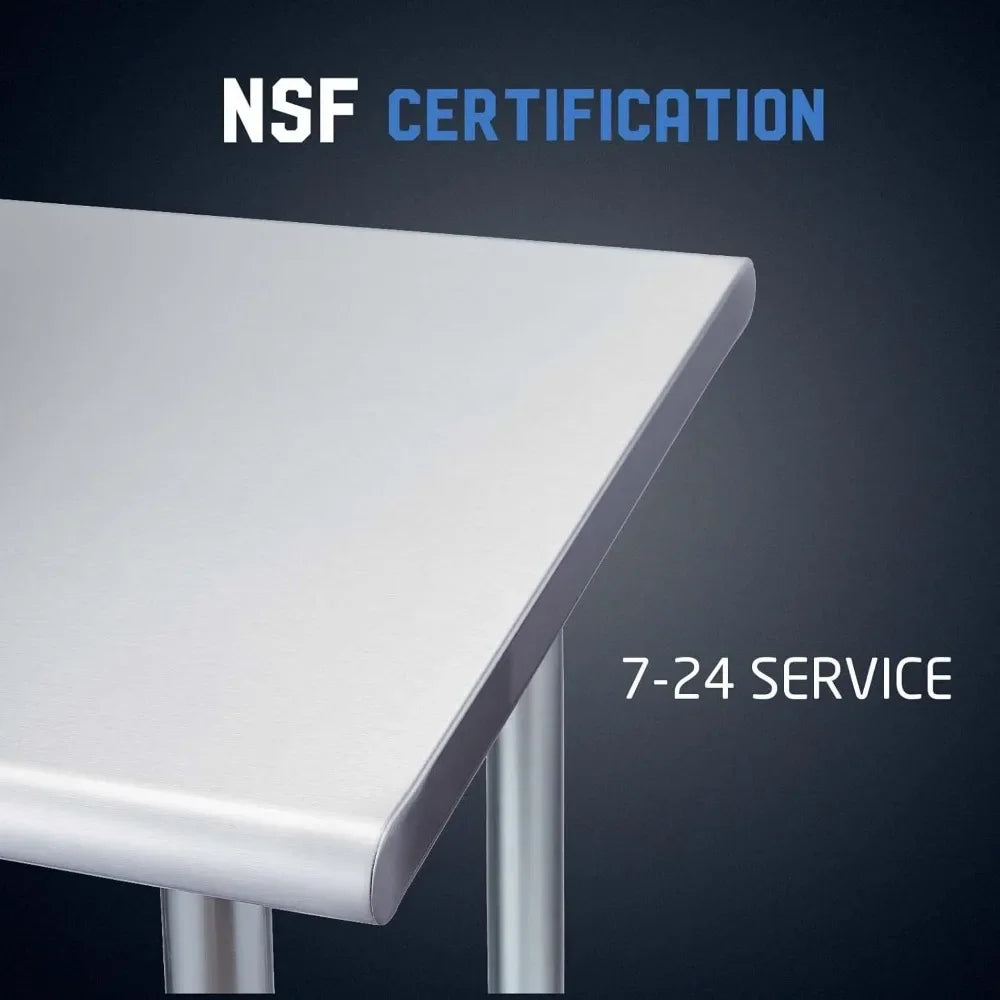 Stainless Steel Prep Table NSF Commercial Undershelf Heavy Duty Kitchen