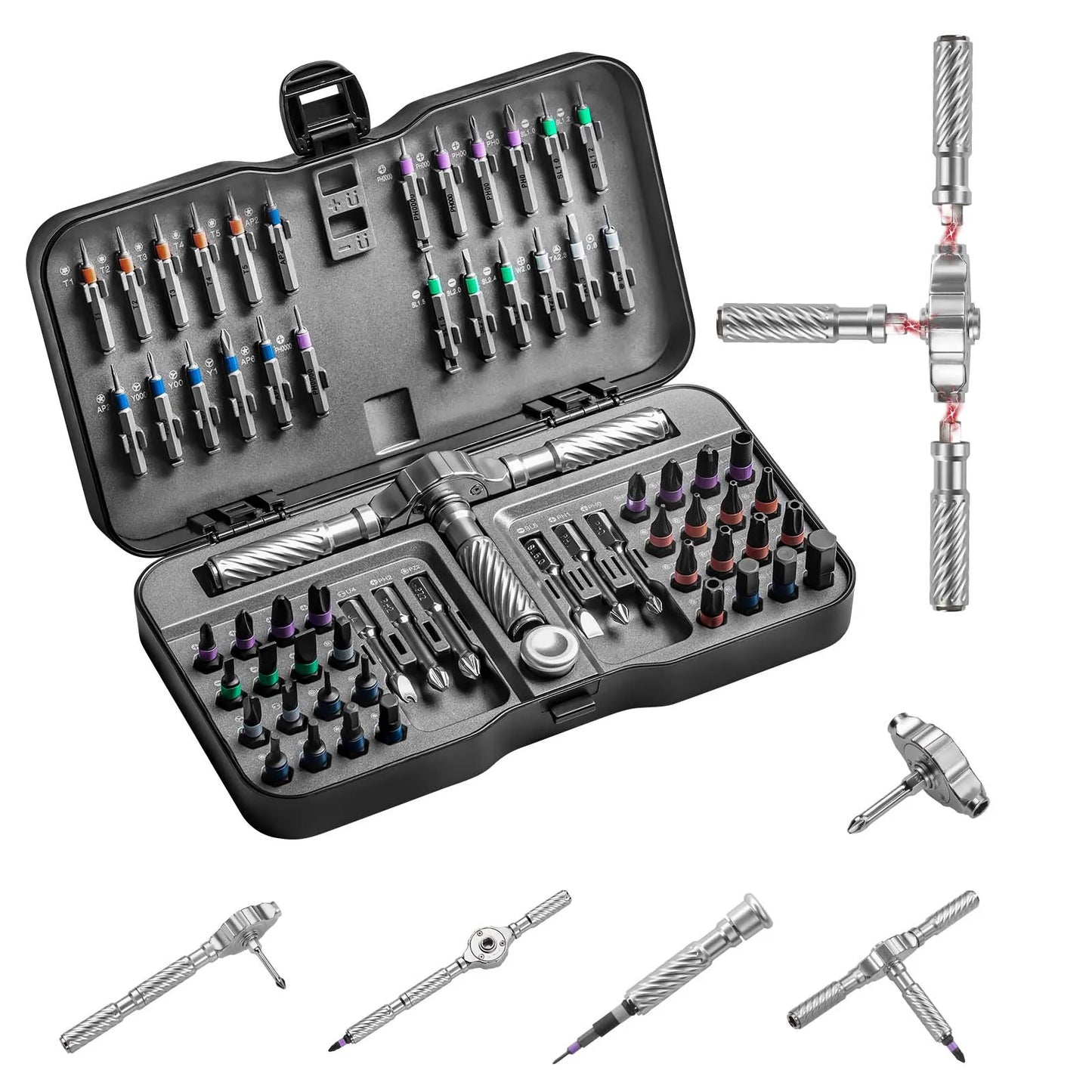 VMAN 66in1 Multifunction Ratchet Screwdriver Set with Magnetic Bits