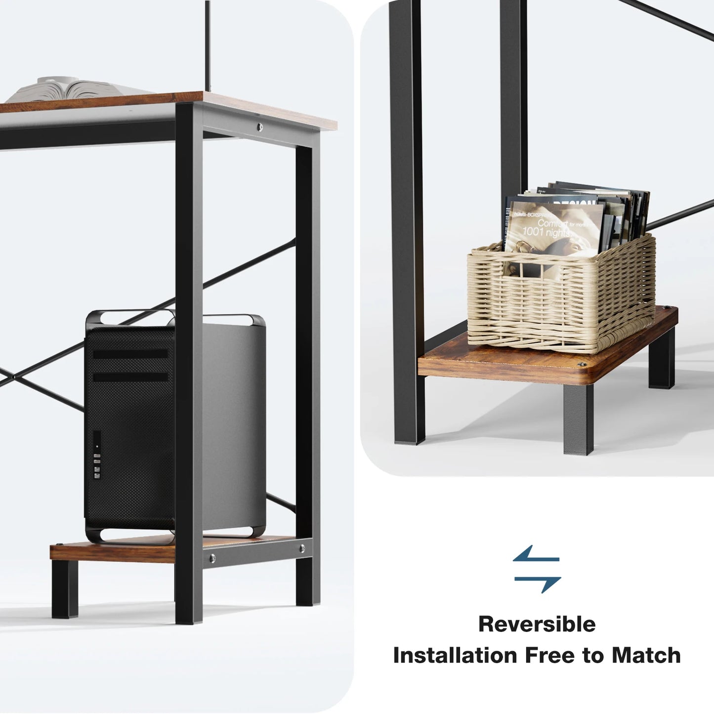 JHK Gaming Corner L Shaped Office Desk With CPU Storage