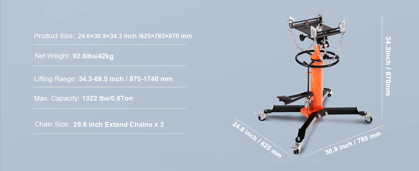 SucceBuy Transmission Jack 1322 Lbs Hydraulic Telescoping Lift