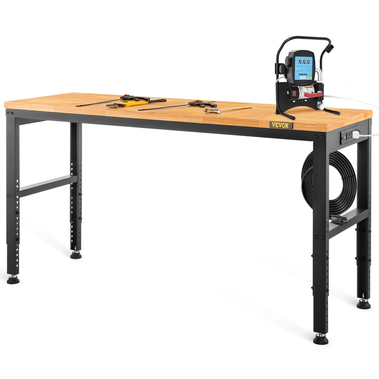 Woodworking Workbench with Adjustable Height Oak Top and Frame