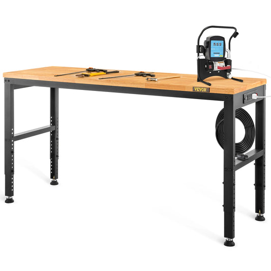 Woodworking Workbench with Adjustable Height Oak Top and Frame