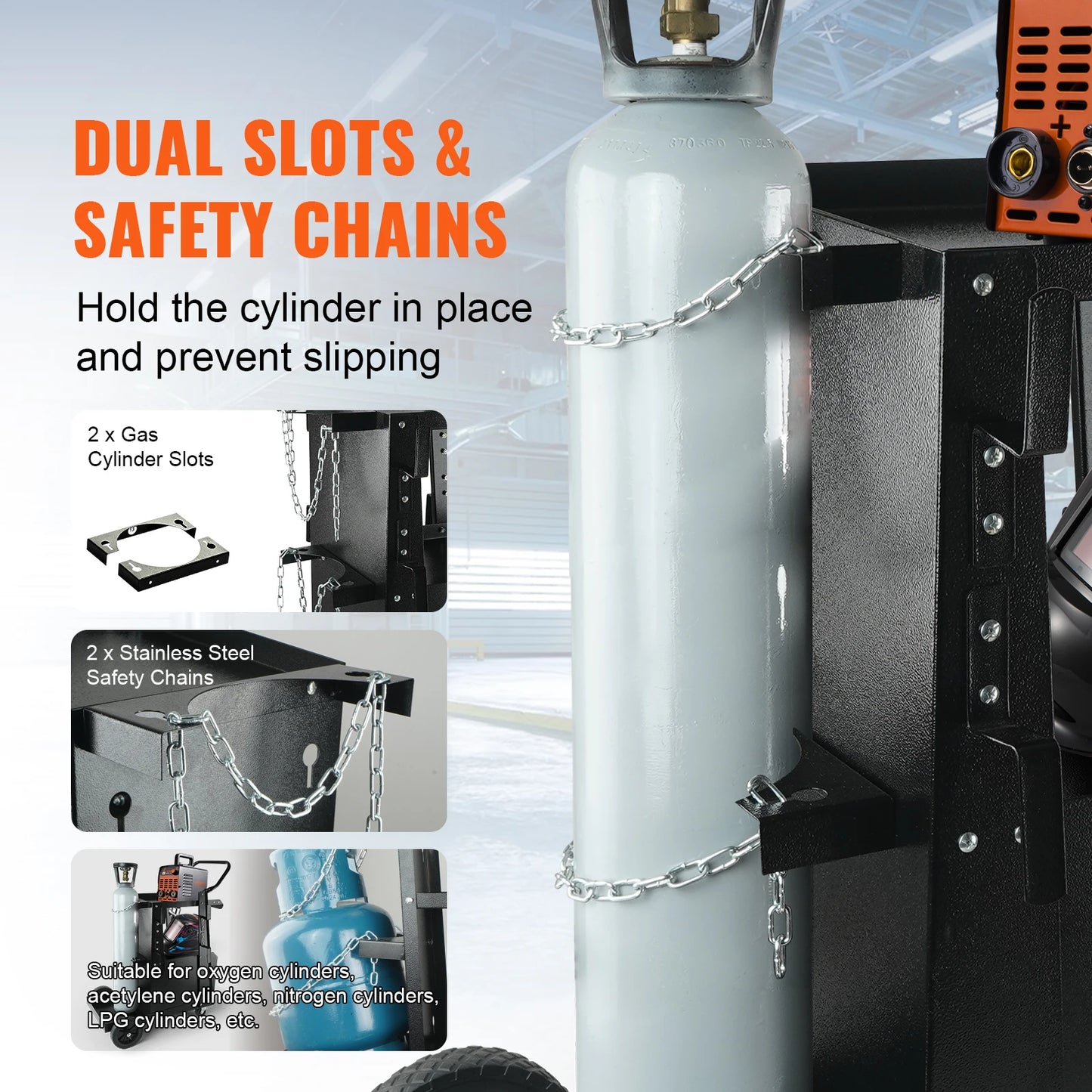 SucceBuy 2 Tier Welding Cart With 360 Degree Swivel Wheels