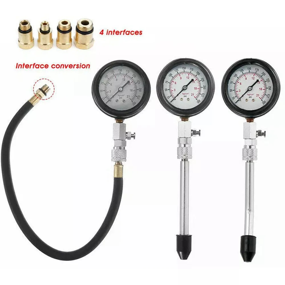Petrol Engine Cylinder Compression Tester Kit For Automobiles And Motorcycles