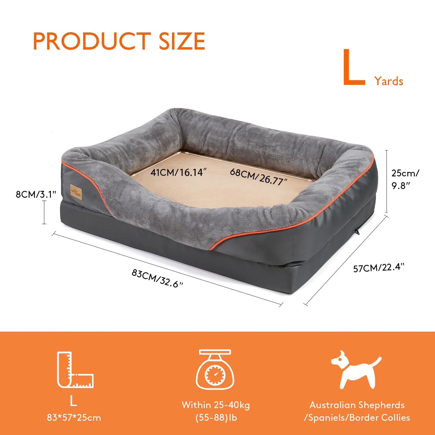 BINGOPAW Dog Bed With Removable Washable Fleece Cover Waterproof