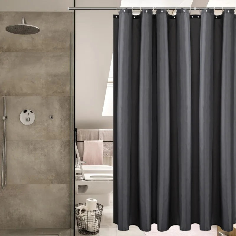 Polyester Fabric Shower Curtain Liner Mildew Proof Waterproof With Hooks