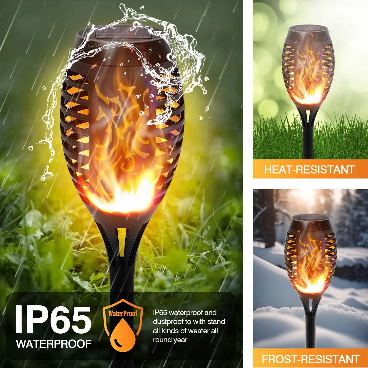 Solar Outdoor LED Torch Lights With Flickering Flame Waterproof Garden
