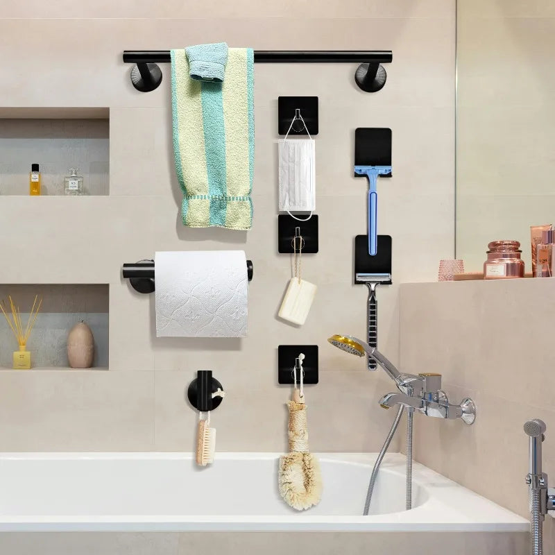 Bathroom Hardware Set 7Pcs Stainless Steel Towel Rack Kit