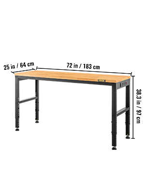 Woodworking Workbench with Adjustable Height Oak Top and Frame