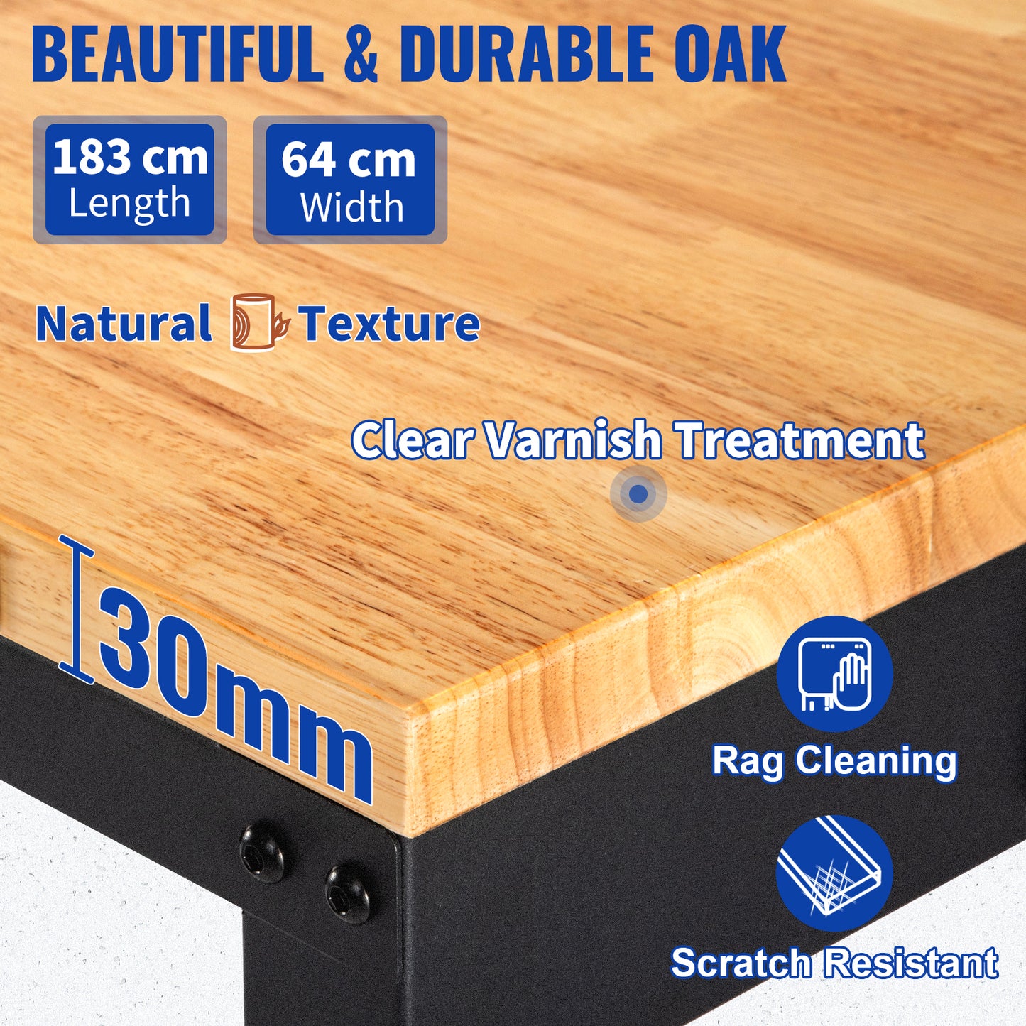 Woodworking Workbench with Adjustable Height Oak Top and Frame