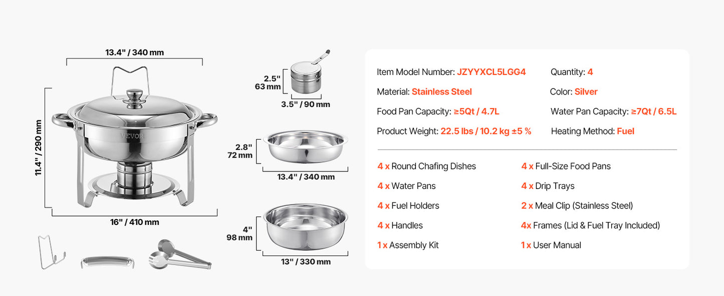 SucceBuy Chafing Dish Buffet Set Stainless Steel Chafer With Pans